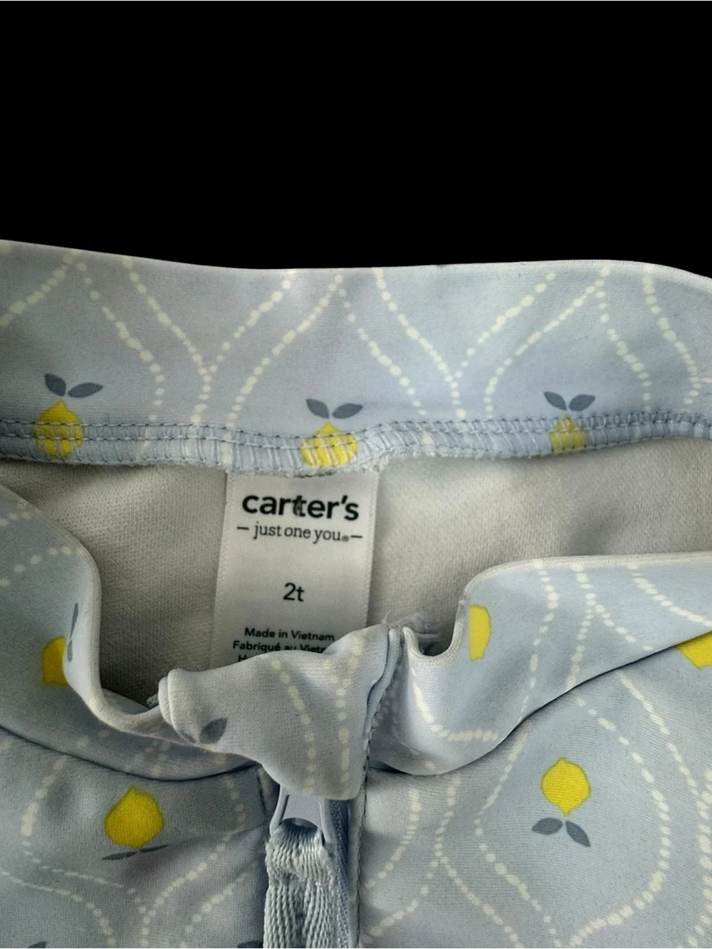 Carter's Light Blue Long-Sleeve One-Piece Swimsuit with Yellow lemon Accent